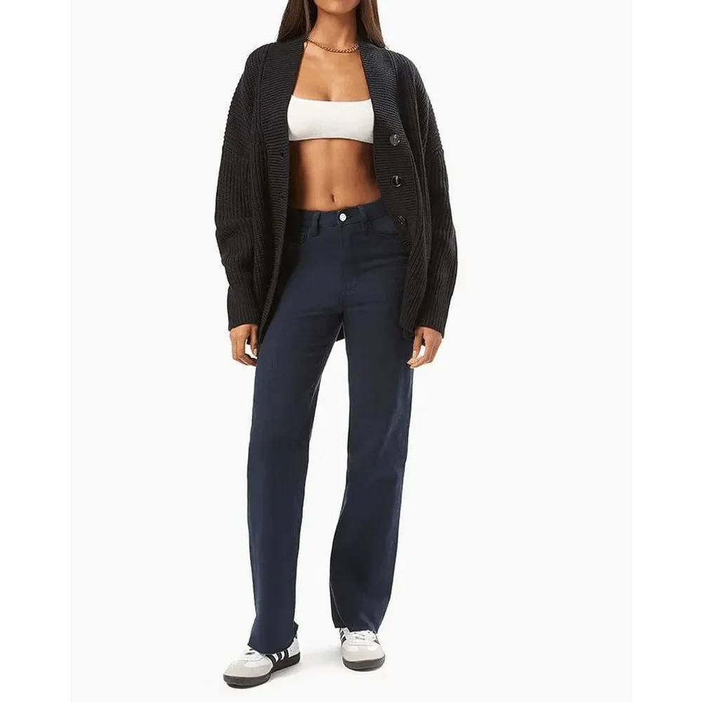 NWT WeWoreWhat High Rise Dad Twill Denim Jeans Women's 31 French Navy Tapered